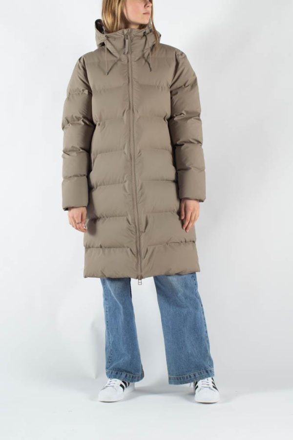 Long Puffer Jacket - Taupe - Rains - Sand S/M