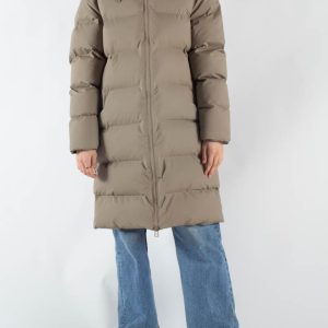 Long Puffer Jacket - Taupe - Rains - Sand XS/S